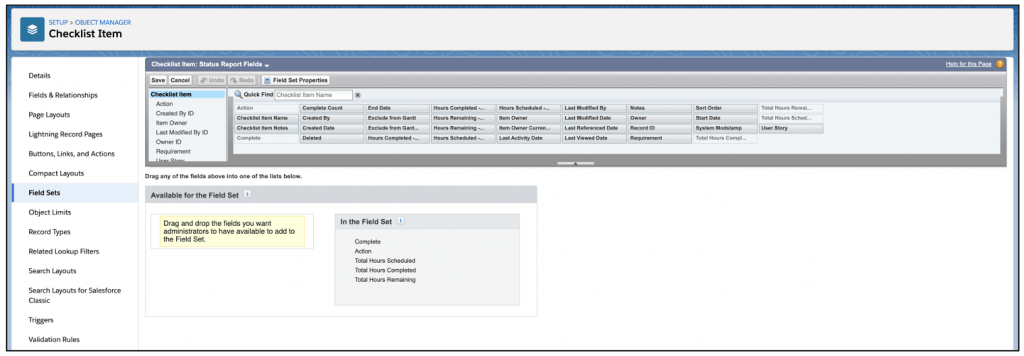 Salesforce Project Management Software - Customer Checklist Field Set