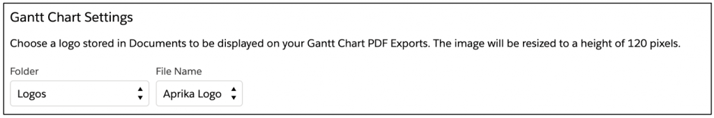 Salesforce Project Management Software - Customer Gantt Logo Setting