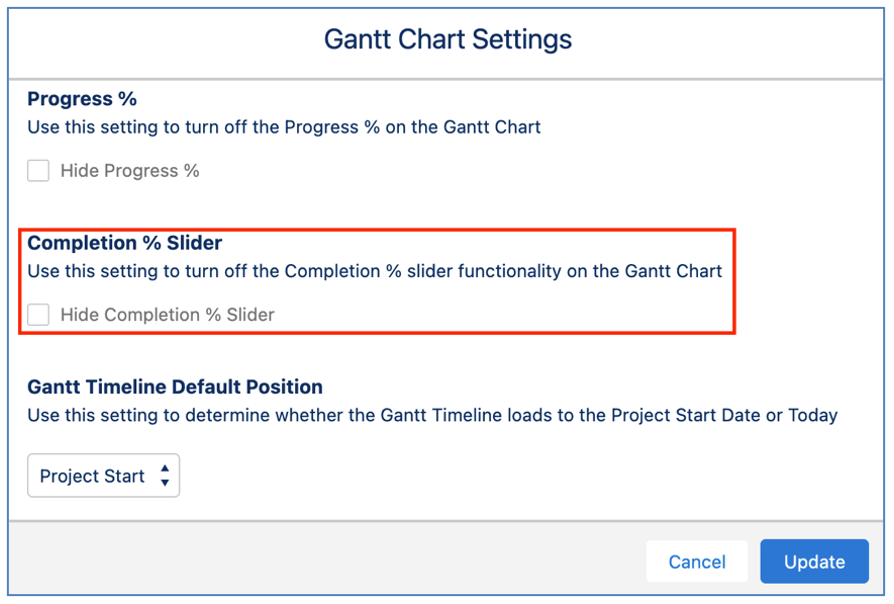 3. Gantt Chart Slider Setting