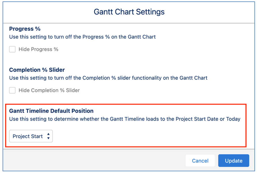 4. Gantt Chart Timeline Default Setting