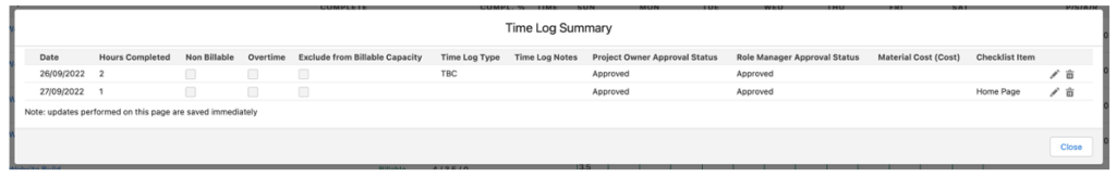 19. Time Log Summary Modal