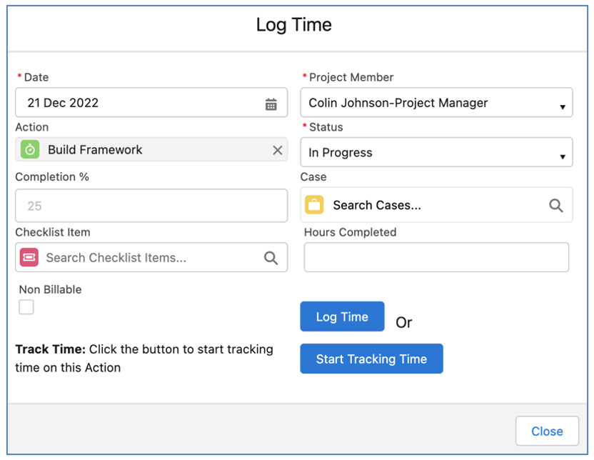 Mission Control Salesforce Project Management Tools 16. Log Time Component Custom Fields