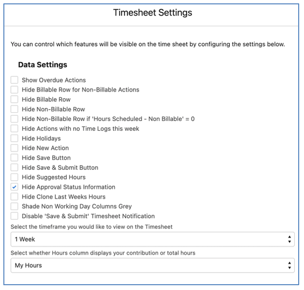 Mission Control Salesforce Project Management Tools 29. Timesheet Aprpoval Display Setting
