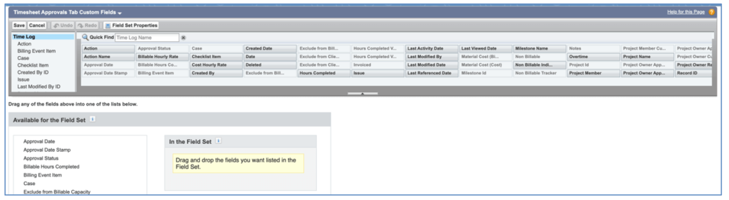 Mission Control Salesforce Project Management Tools 41. Timesheet Approvals Field Set 
