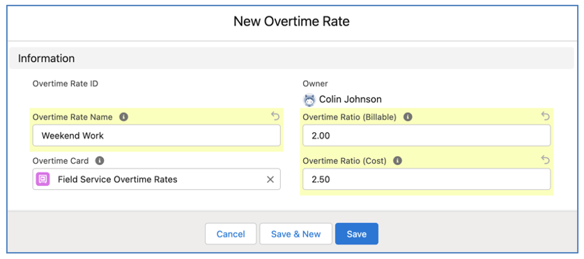 Mission Control Salesforce Project Management 17. New Overtime Rate