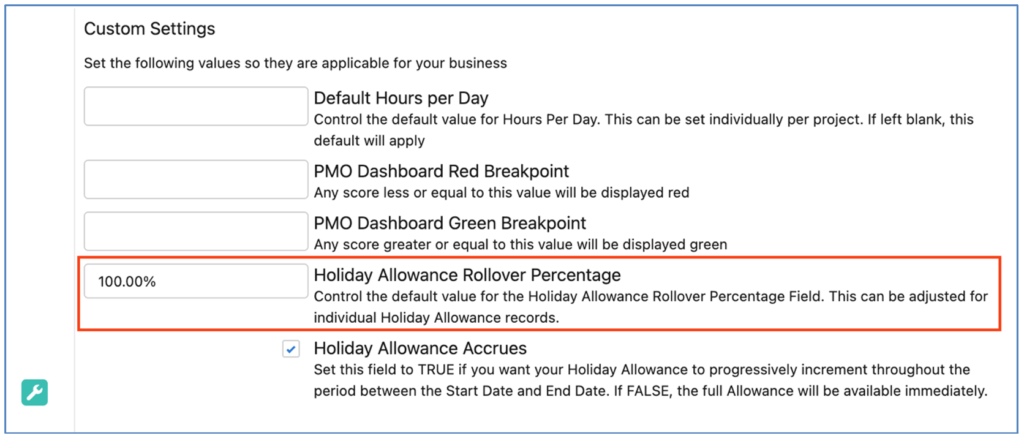 51. Holiday Rollover Setting