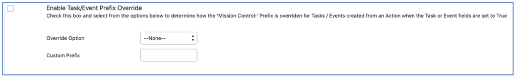 Mission Control Salesforce Project Management 10. Task and Event Prefix Setting