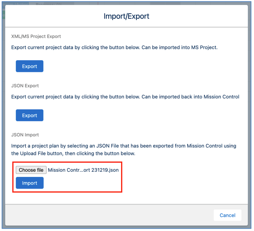 Mission Control Salesforce Project Management 14. JSON Import