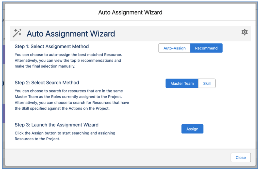 Mission Control Salesforce Project Management 2. Auto Assignment Wizard