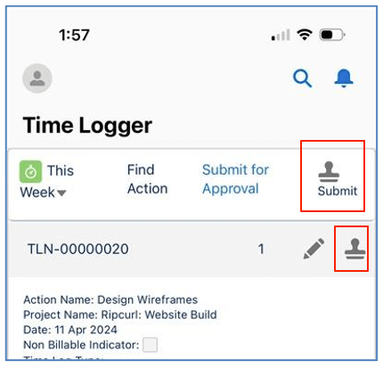15. Time Logger Submit Icon