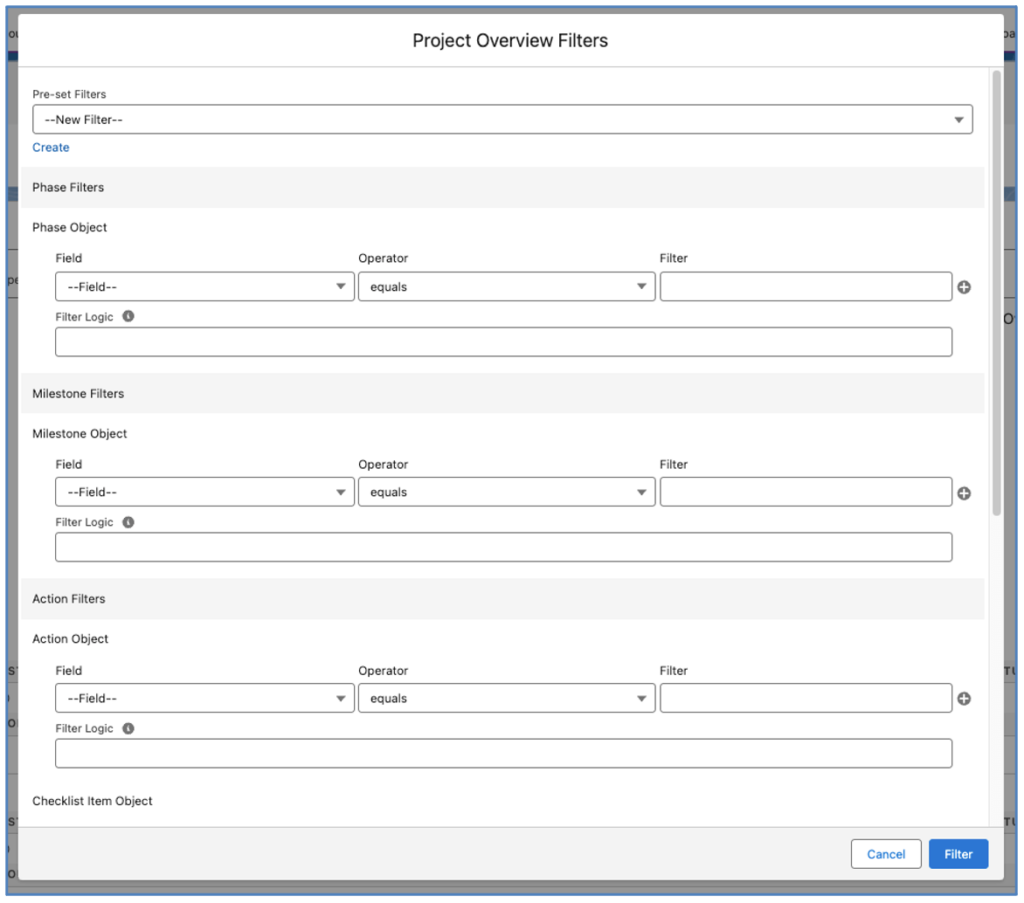 19. Project Overview Filter Modal