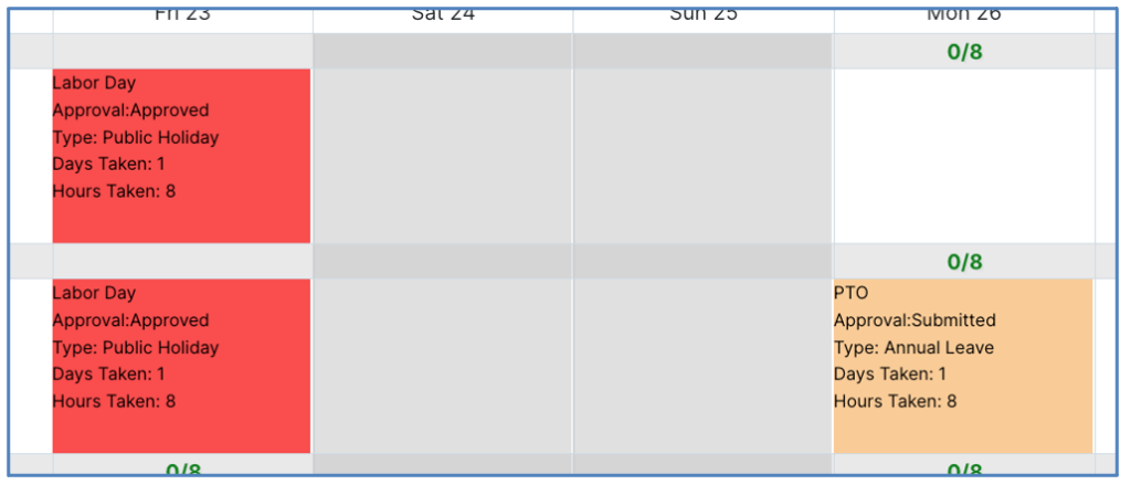 28. Scheduler Holiday Display Default Summary