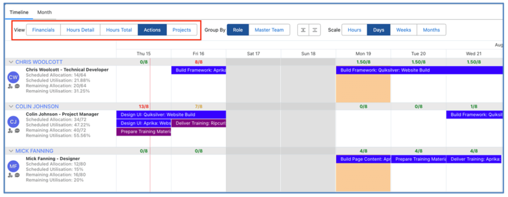 38. Scheduler View Tabs