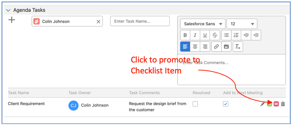 49. Agenda Task Promote Checklist Item