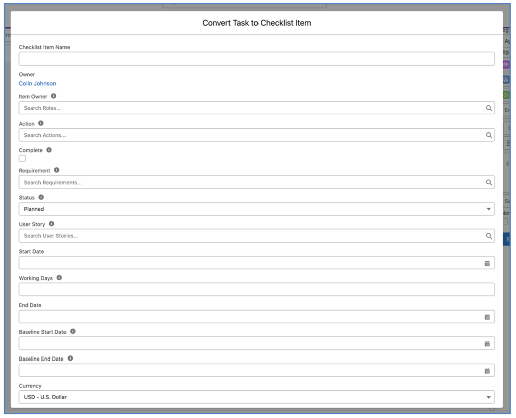 50. Agenda Task New Checklist Modal