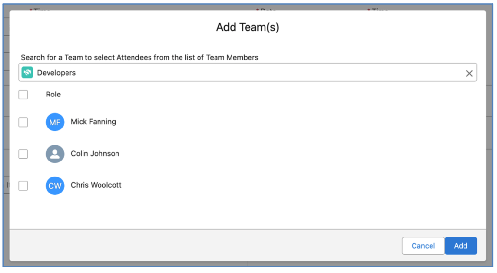 56. Add Teams Modal Select Team