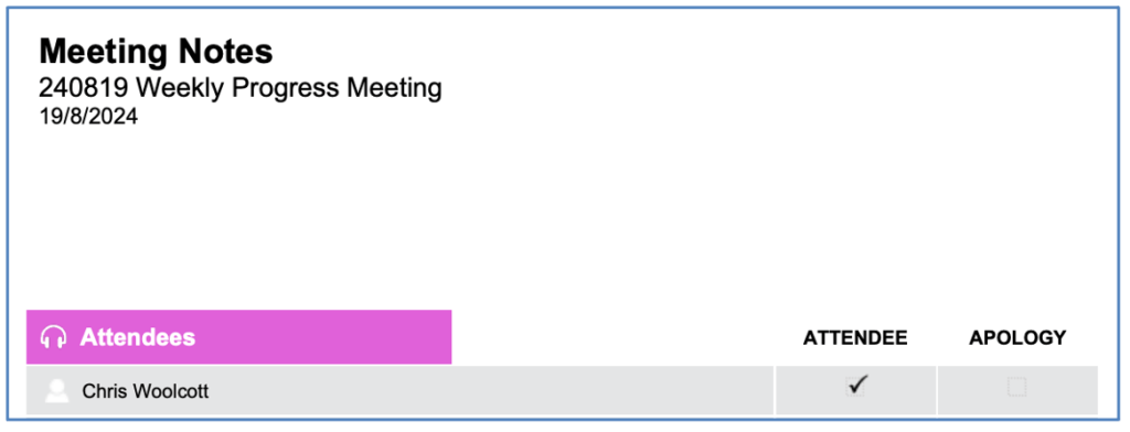 65. Meeting Notes Header Alignment Default