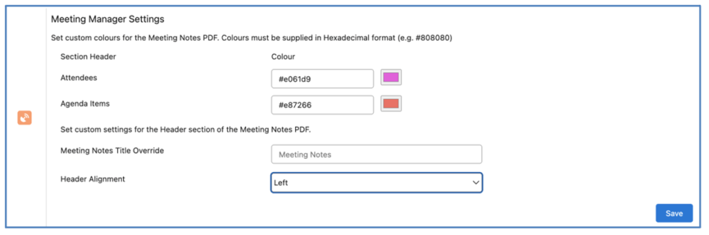 66. Meeting Header Alignment Settings