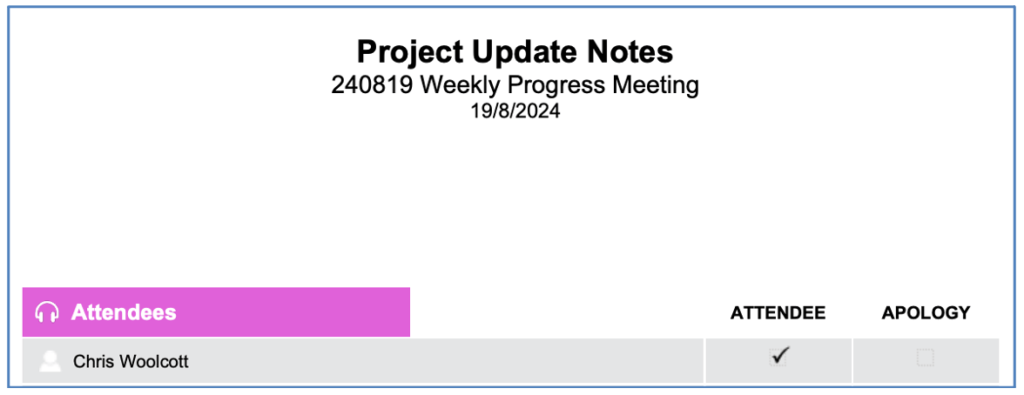 67. Meeting Notes Header Alignment Center