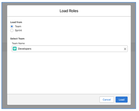 10. Sprint Board Load Roles from Team Mission Control Salesforce Project Management