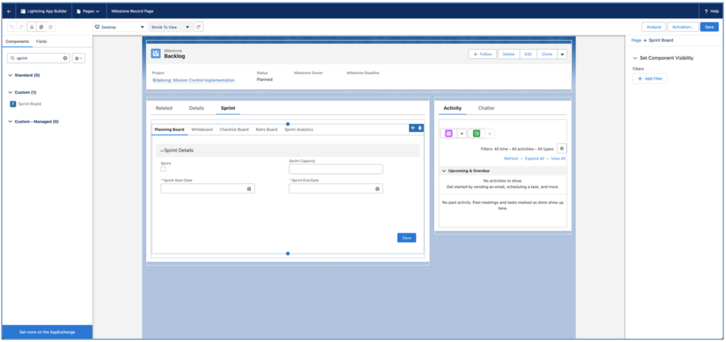 18. Lightning App Sprint Component Mission Control Salesforce Project Management