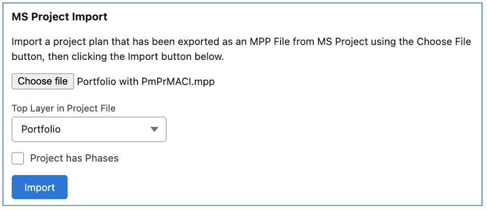 21. Gantt Chart MS Project Import Modal Mission Control Salesforce Project Management