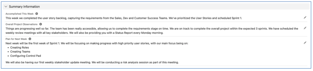 38. Project Health Check Summary Info Mission Control Salesforce Project Management