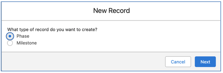 49. Gantt Chart New Phase Modal Mission Control Salesforce Project Management