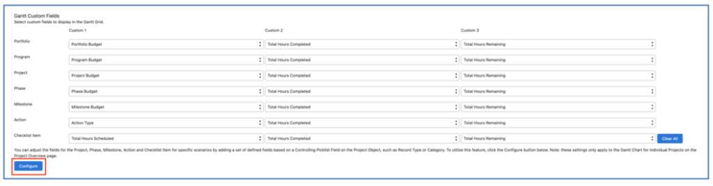 54. Gantt Chart Configure Project Custom Fields Mission Control Salesforce Project Management