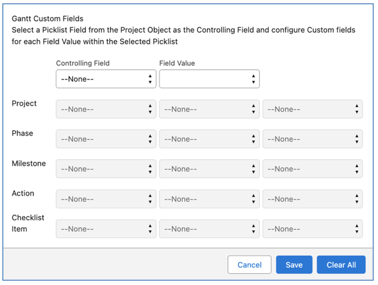 55. Gantt Chart Project Custom Fields Modal Mission Control Salesforce Project Management