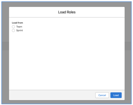 9. Sprint Board Load Roles Modal Mission Control Salesforce Project Management