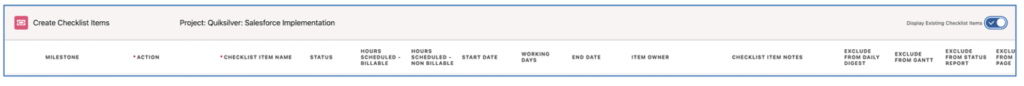 29. Create Checklist Items Display Existing Mission Control Salesforce Project Management
