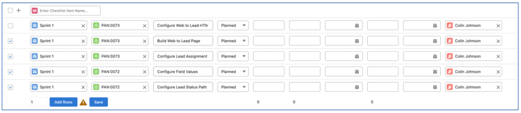 30. Create Checklist Items Bulk Edit Mission Control Salesforce Project Management