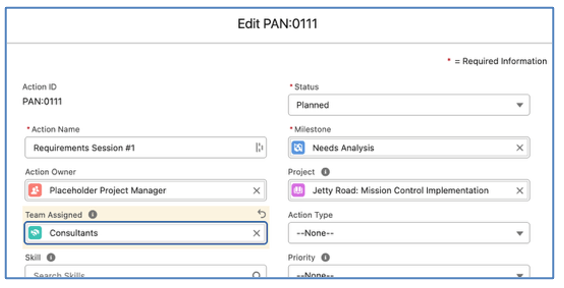 13. Action Team Assigned Mission Control Salesforce Project Management