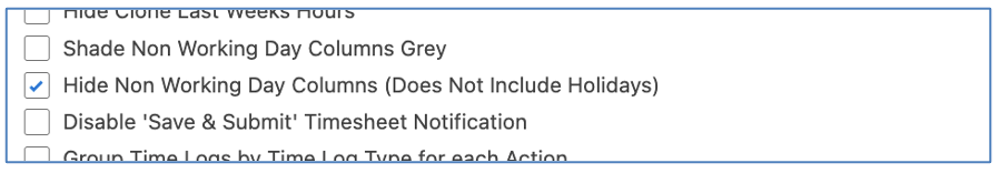 17. Timesheet Hide Non Working Day Setting Mission Control Salesforce Project Management