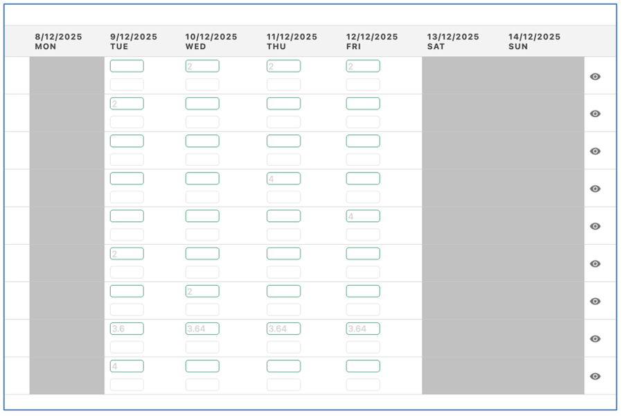 18. Timesheet Hide Non Working Day Columns Mission Control Salesforce Project Management