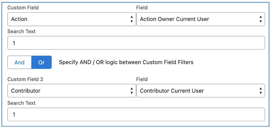 38. Custom Field Filter And Or buttons 2 Mission Control Salesforce Project Management