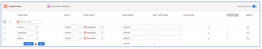 6. Create Phases Multi Select Bulk Edit Mission Control Salesforce Project Management