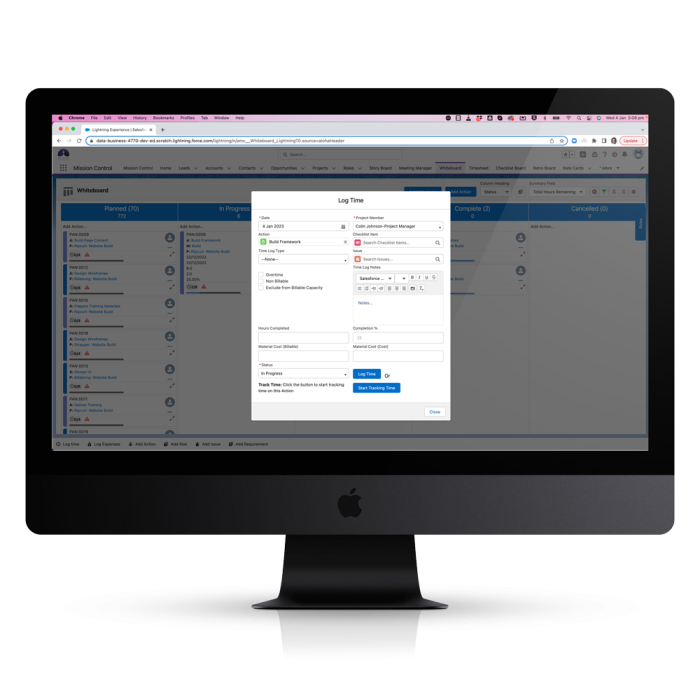 Project Time Tracking Whiteboard-with-Time-Logger